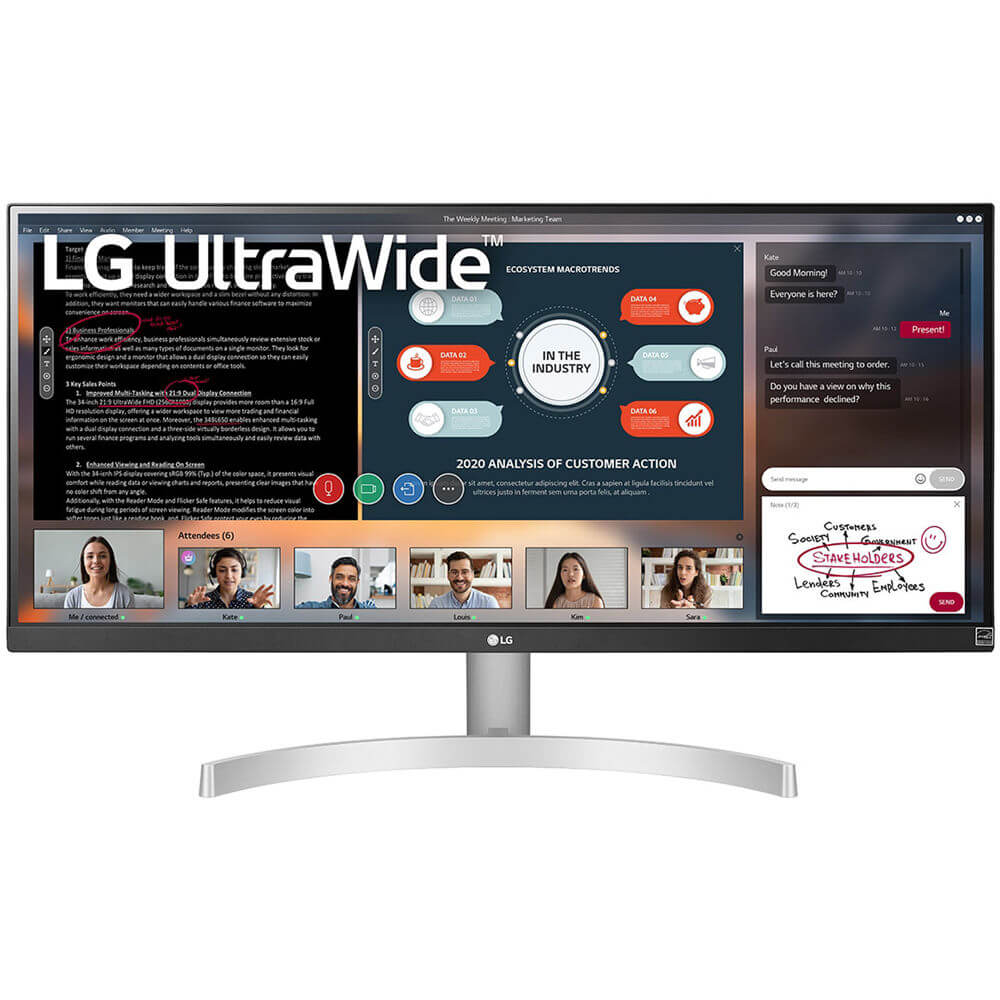 Màn hình LG UltraWide™ 29', sRGB 99%, 100Hz, USB-C (Alt.mode), Loa 7Wx2, 29WQ600-W