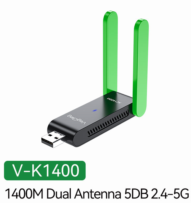 Bộ thu WIFI 2 râu VEGGIEG 1400M 2.4-5G VK1400 (ĐEN)