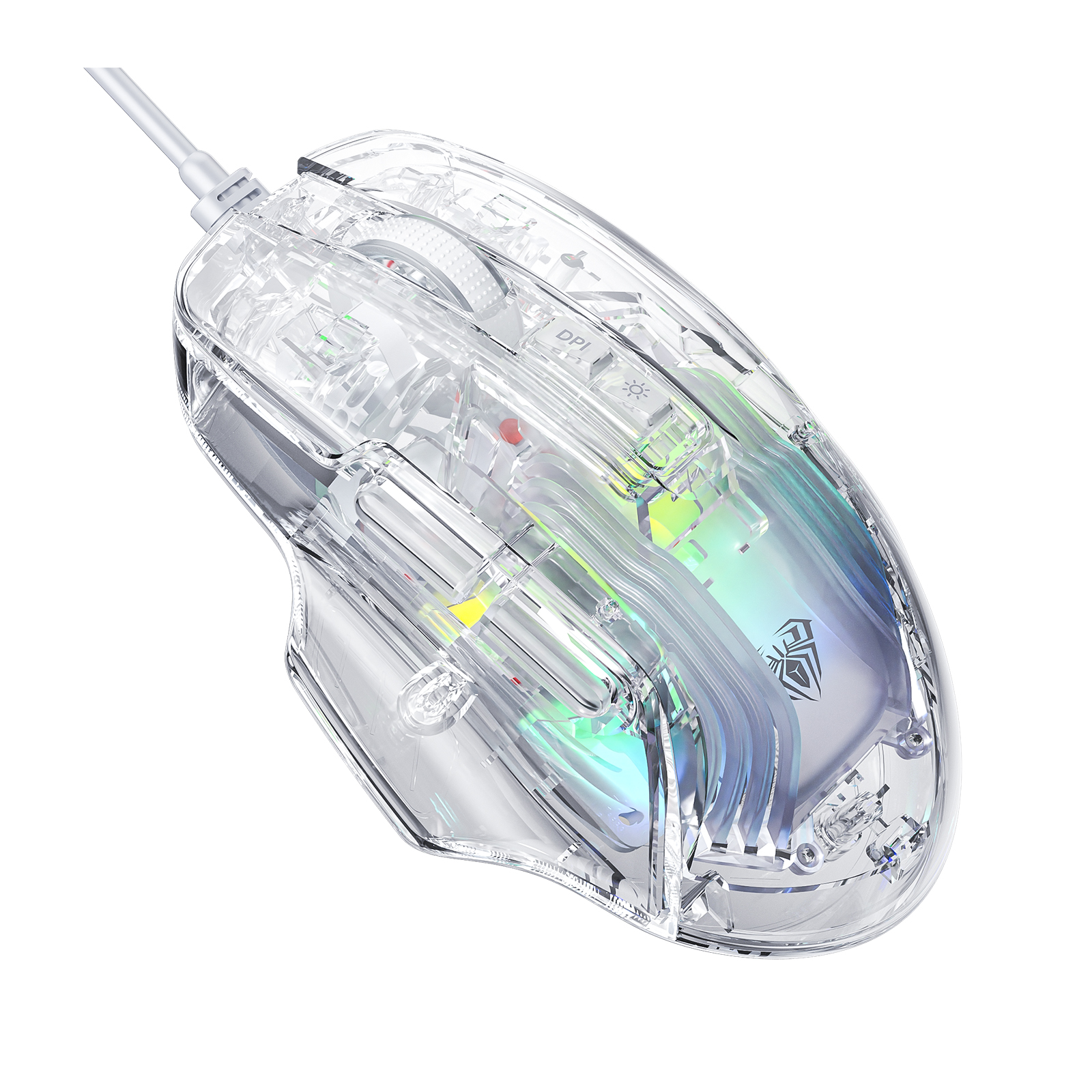 AULA S80 RGB backlit Optical Good-looking White Transparent Wired Gaming Mouse