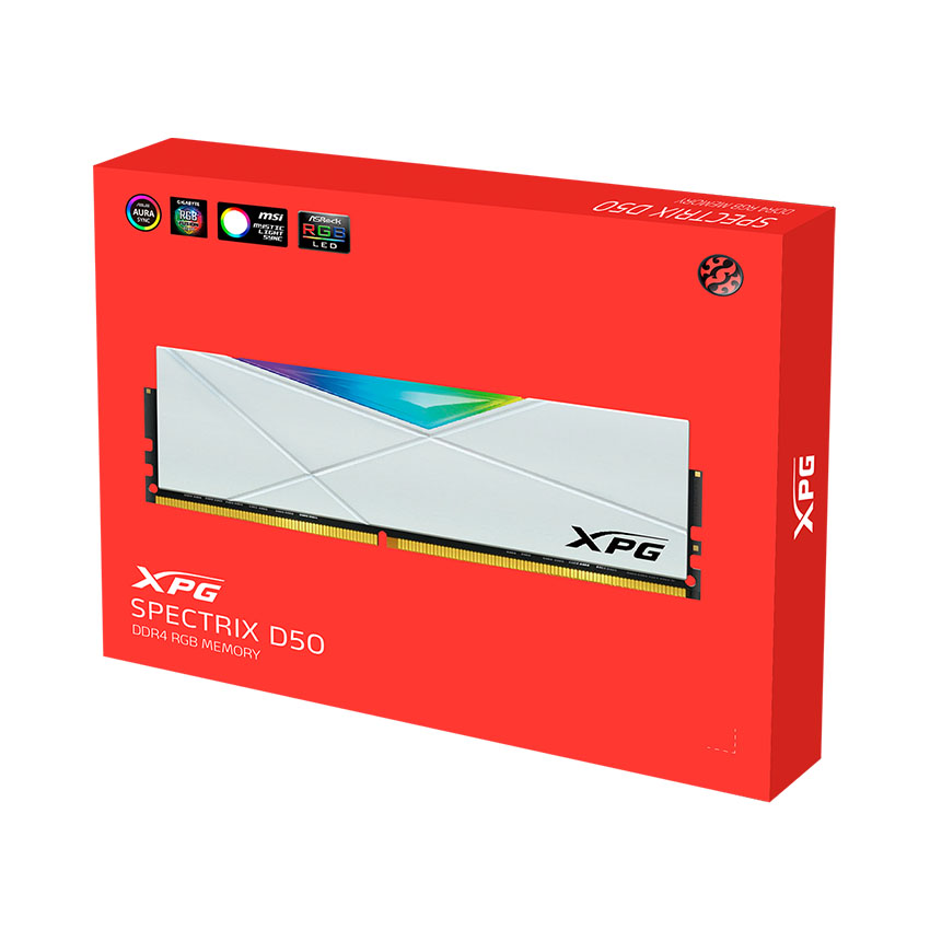 Ram Desktop Adata XPG Spectrix D50 RGB White ,Black  8GB (1x8GB) DDR4 3200Mhz