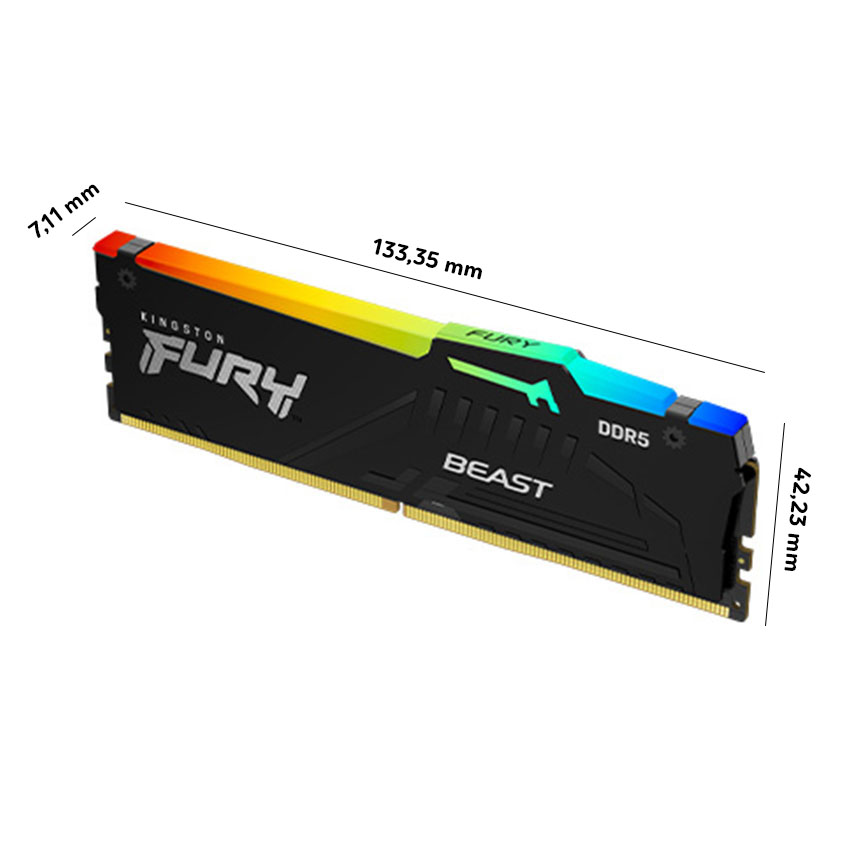 Ram PC Kingston Fury Beast RGB 64GB 5600MHz DDR5 (2x32GB) KF556C40BBAK2-64