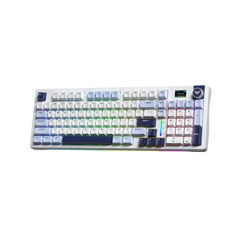 Bàn phím cơ gaming 3 mode AULA S98 pro xanh dương trắng tím đậm, Caramel Latte switch (0829)