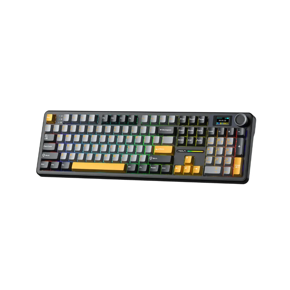 Bàn phím cơ gaming 3 mode AULA F108 Pro đen xám vàng, Reaper switch (1295)